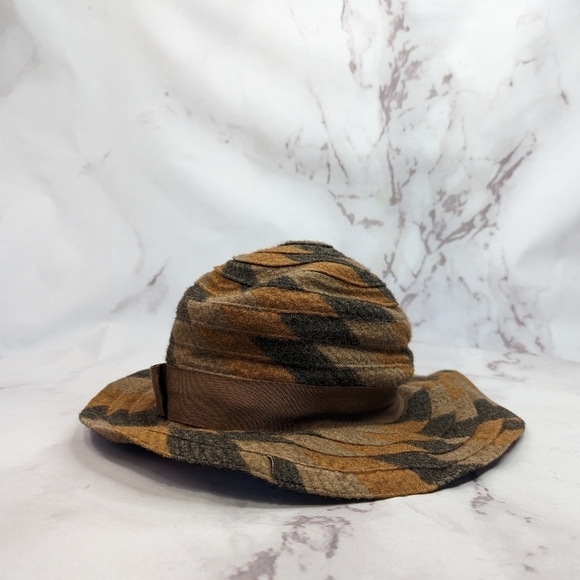 Vintage Wool Hat Floppy 40s 50s Bow Brown Tan Union Made Cloche United Hatters - Picture 2 of 11